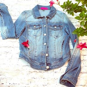 Tinseltown fitted denim cropped jacket long sleeve